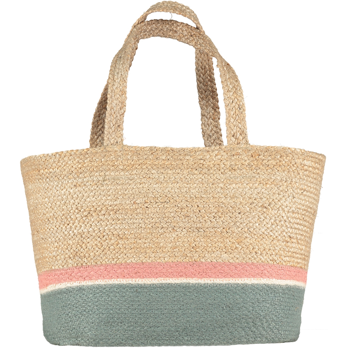 Summer Rose/Thistle Large Raw Jute Tote Long Handle