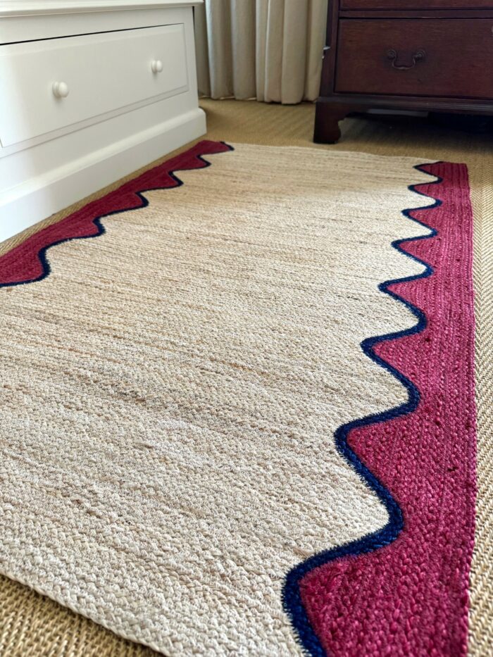 Burgundy Wave Jute Rug - Image 2