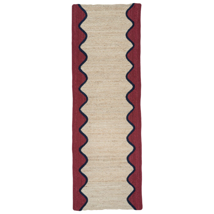 Burgundy Wave Jute Rug - Image 3