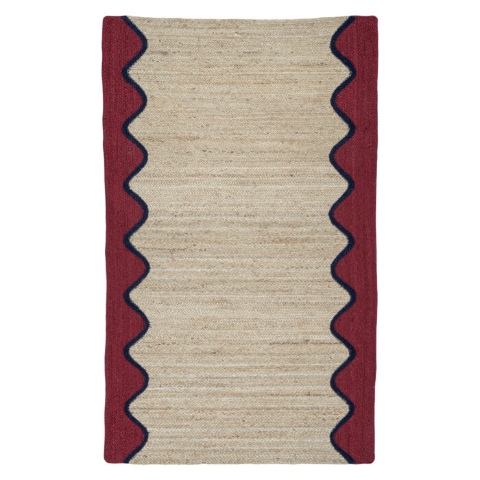 Burgundy Wave Jute Rug